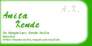 anita kende business card